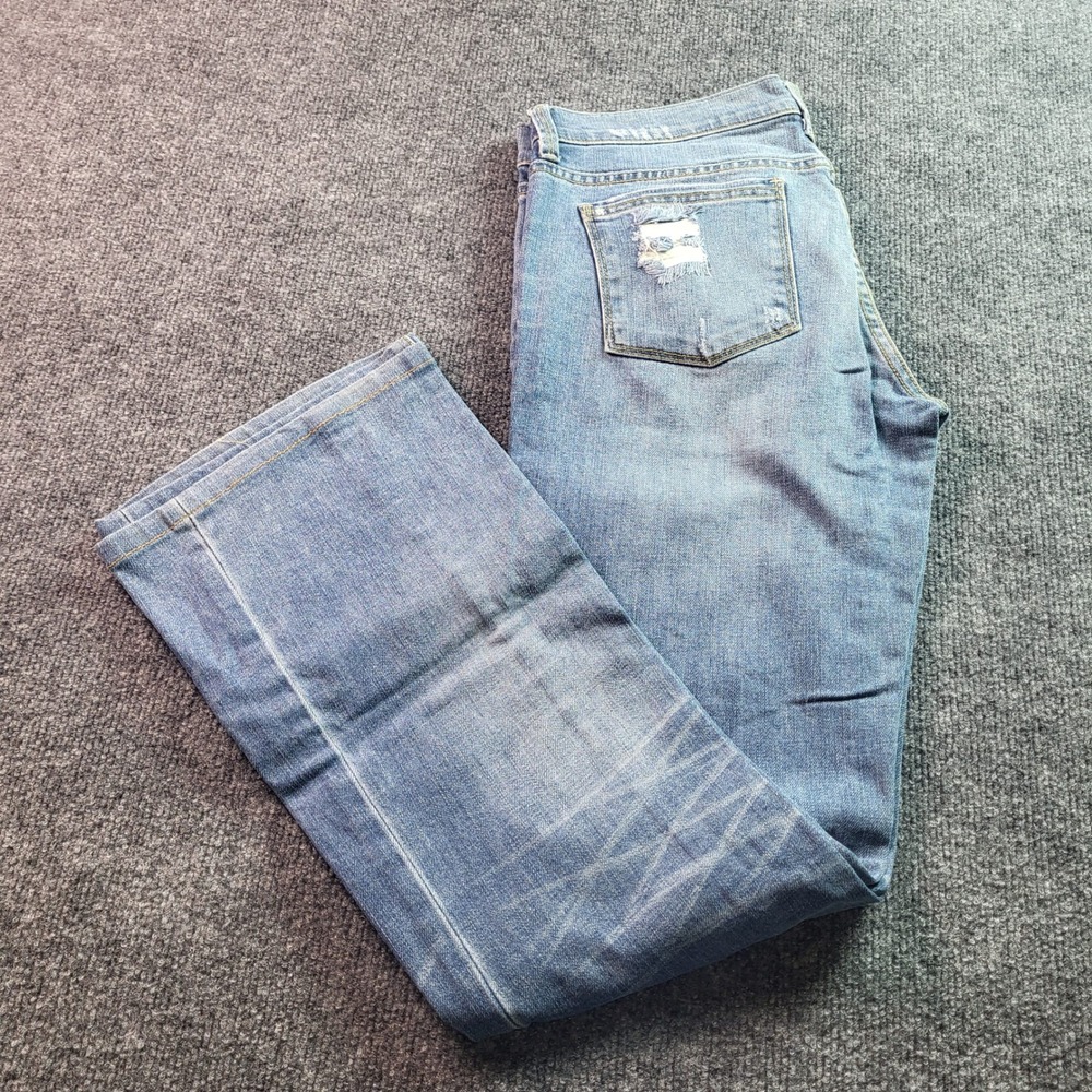 London Jean Womens Jeans Blue Flare Distressed Ripped Denim Size‎ 6